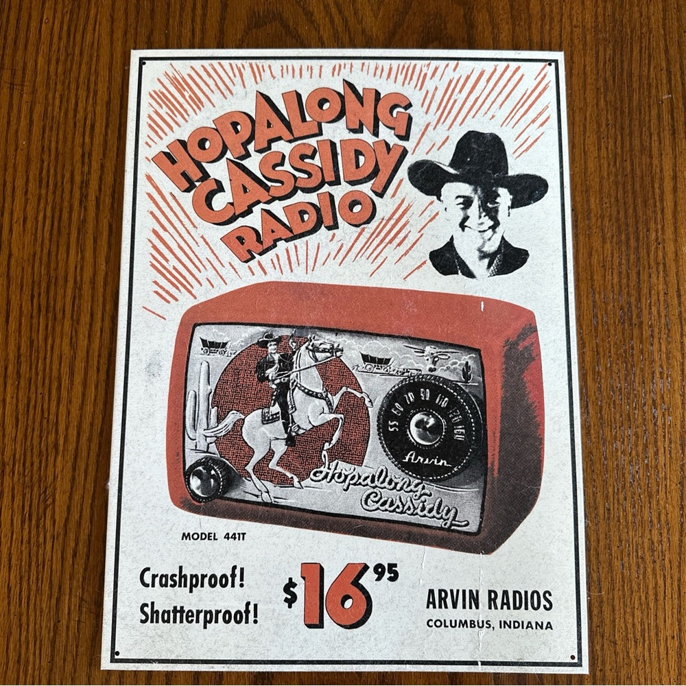 Hopalong Cassidy Radio Metal Tin Sign - Picture 5 of 8